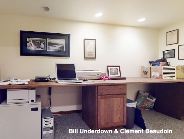 home office featuring built in desk