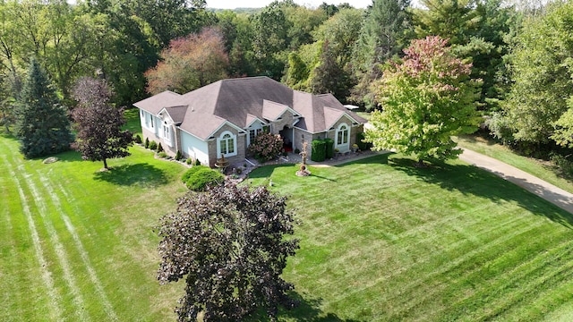 bird's eye view with a rural view