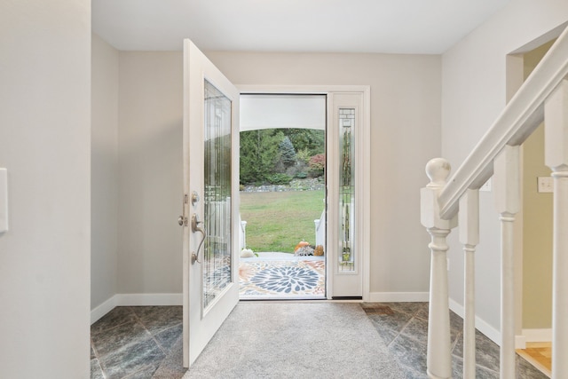 entrance foyer featuring french doors