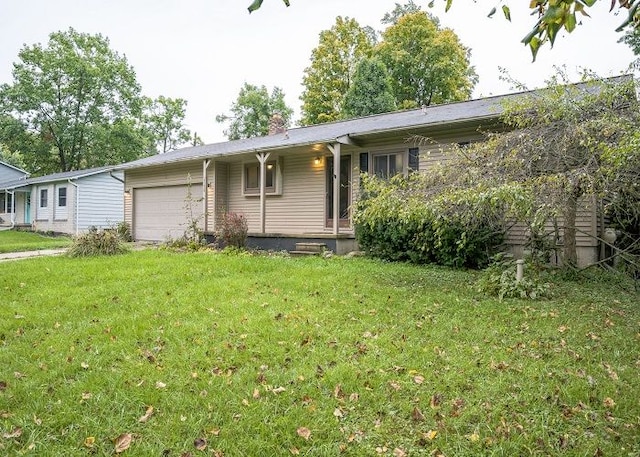 7178 Sherwood Ln, Davison, MI 48423 - rear view of house featuring a yard, a chimney, and a garage