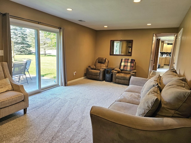 living room featuring carpet flooring