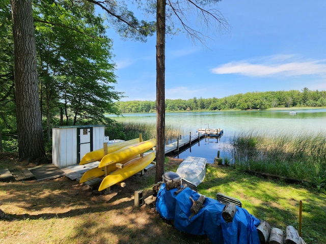 dock area featuring a water view