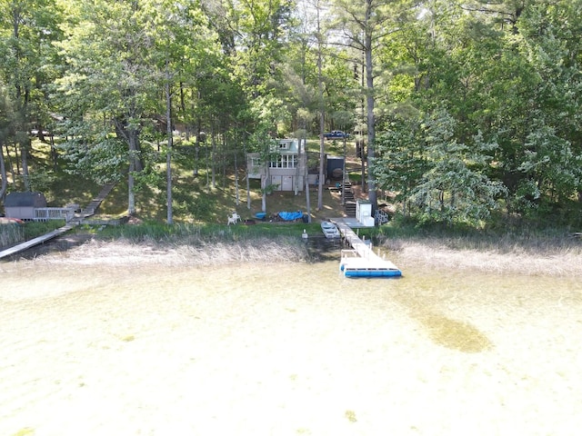 view of yard featuring a boat dock