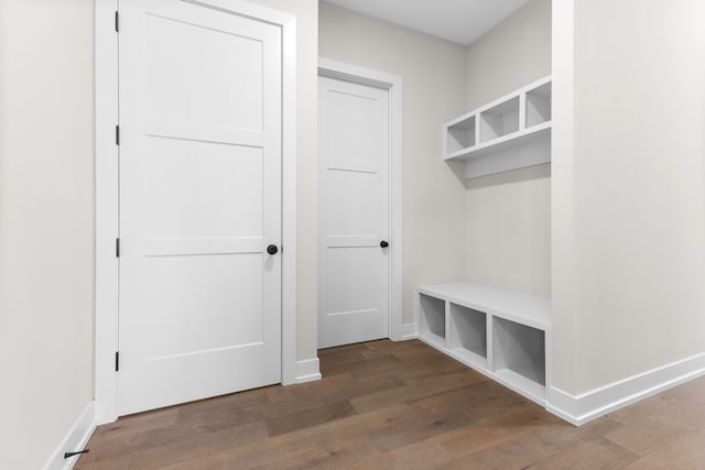 mudroom featuring dark hardwood / wood-style floors