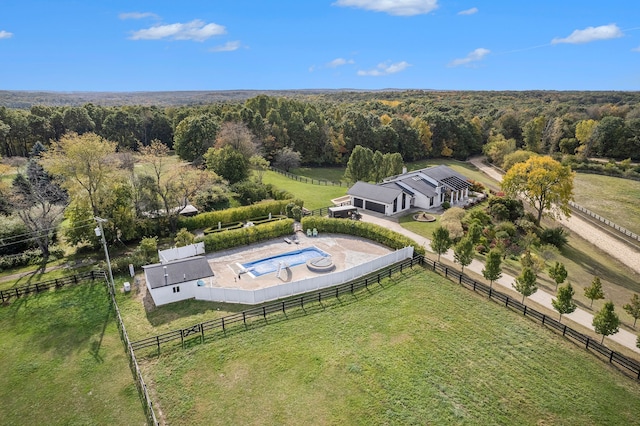 aerial view featuring a rural view