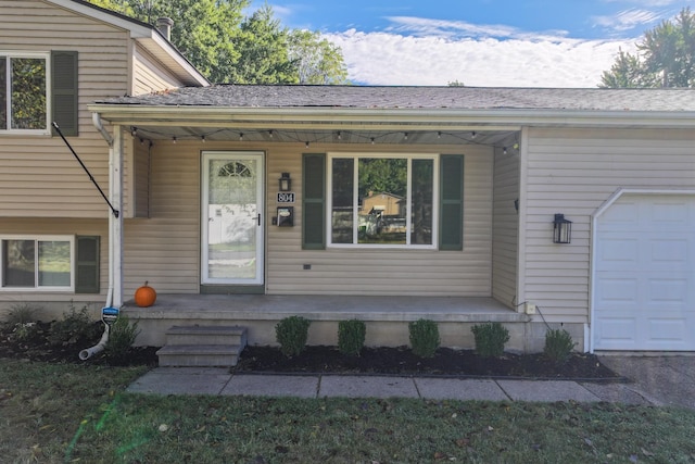 view of front of property with a garage