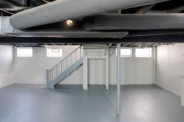 basement featuring plenty of natural light