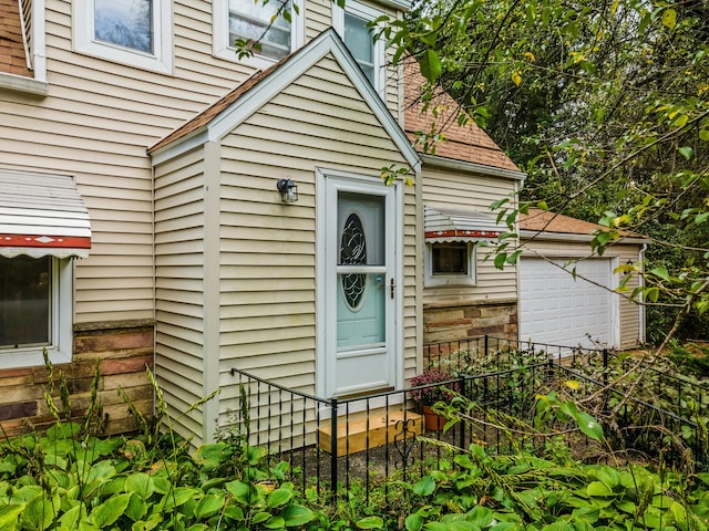 entrance to property with a garage