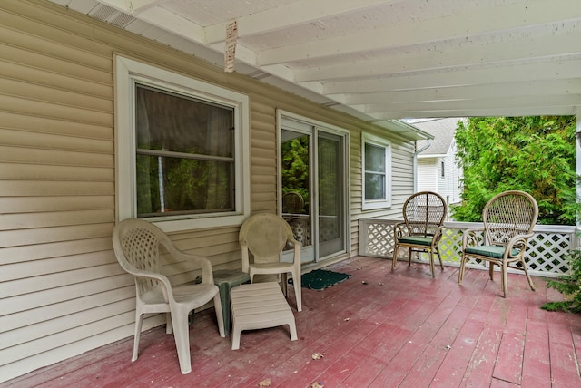 view of patio featuring a deck