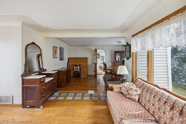 living room with hardwood / wood-style flooring