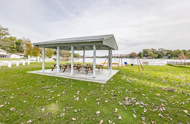 482 Swan Ln, Coldwater, MI 49036 - view of yard with a water view and a playground