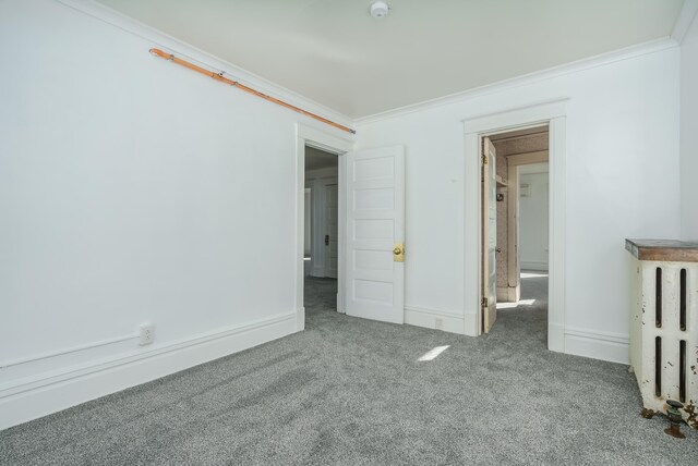 carpeted empty room with ornamental molding