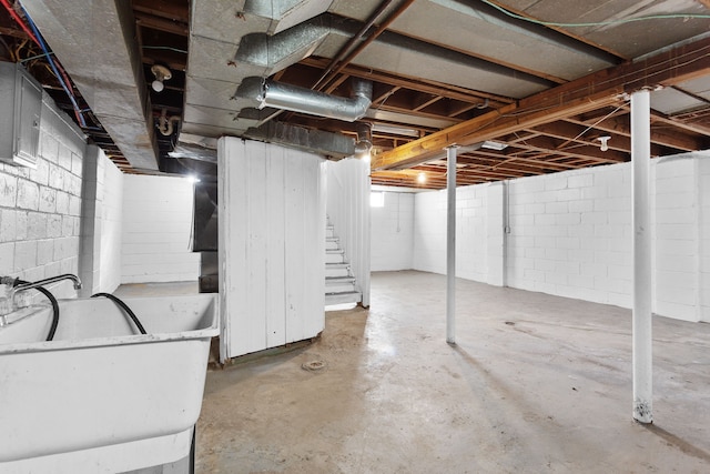 basement with sink