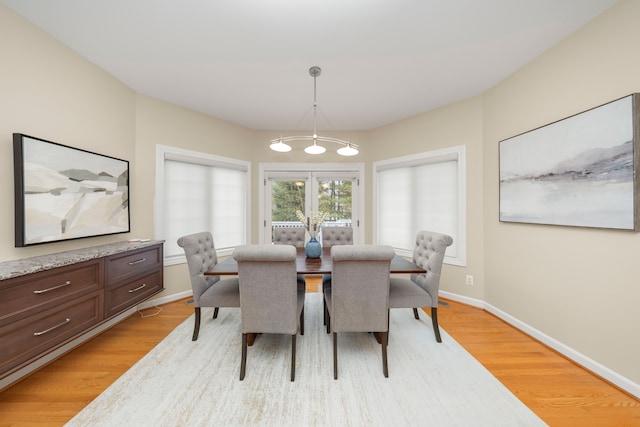 dining room with light hardwood / wood-style floors