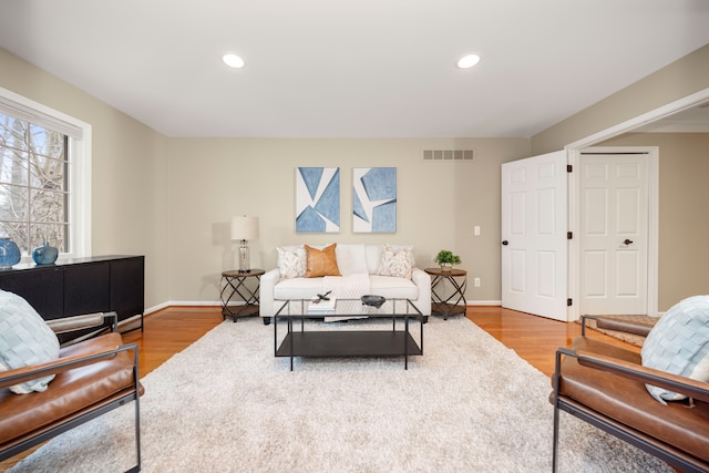 living room with hardwood / wood-style flooring