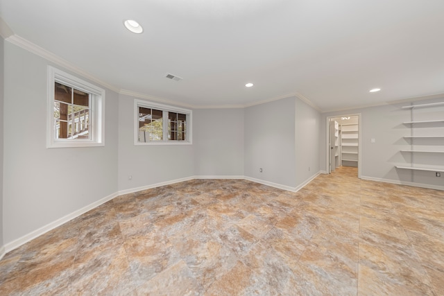 basement with ornamental molding