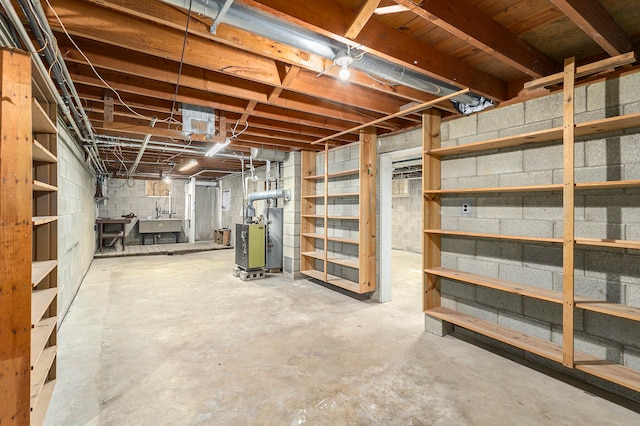 basement with sink