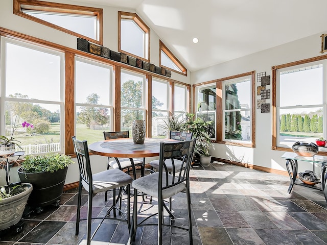 sunroom / solarium with lofted ceiling