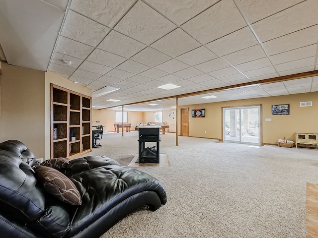 living room featuring light colored carpet