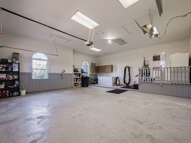 garage with a garage door opener