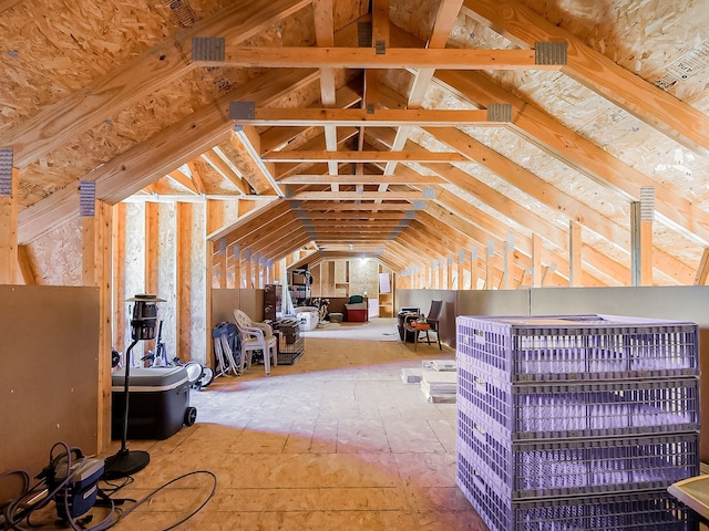 view of unfinished attic