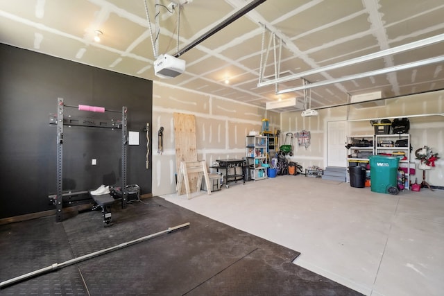 garage with a garage door opener