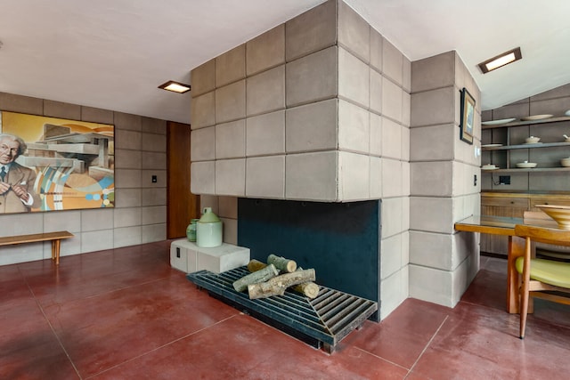 interior space with concrete floors