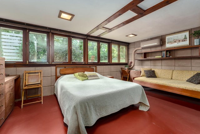 bedroom featuring a wall unit AC