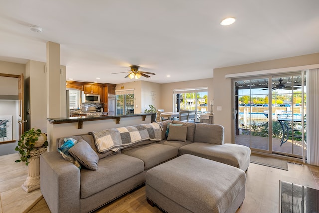 22461 Milner St, Saint Clair Shores, MI 48081 - living room with ceiling fan and recessed lighting