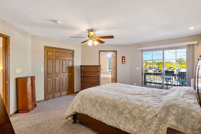 22461 Milner St, Saint Clair Shores, MI 48081 - bedroom with carpet flooring, baseboards, access to outside, ceiling fan, and a closet