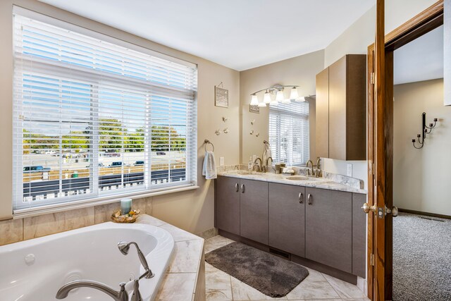 22461 Milner St, Saint Clair Shores, MI 48081 - full bathroom featuring double vanity, a bath, baseboards, and a sink