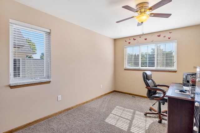22461 Milner St, Saint Clair Shores, MI 48081 - carpeted office space featuring baseboards and ceiling fan