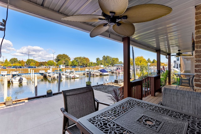 22461 Milner St, Saint Clair Shores, MI 48081 - view of patio / terrace featuring a water view and a ceiling fan