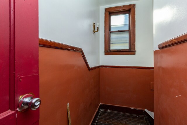11434 Mcdougall St, Hamtramck, MI 48212 - stairs featuring a wainscoted wall