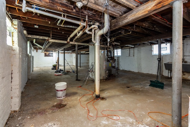 basement with water heater