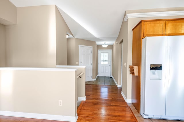 hall featuring dark hardwood / wood-style flooring