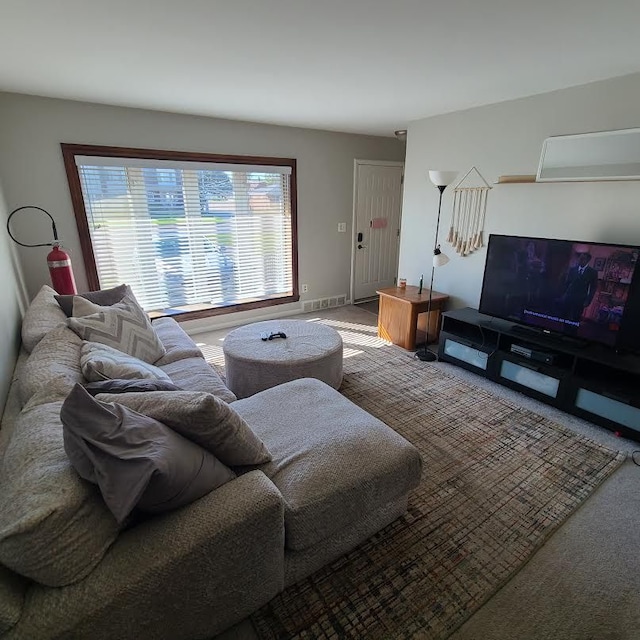 living room with carpet floors