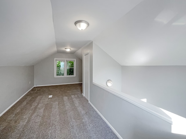 bonus room with carpet flooring and lofted ceiling