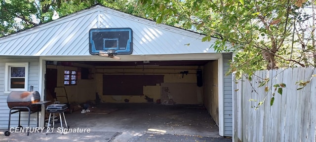 view of garage