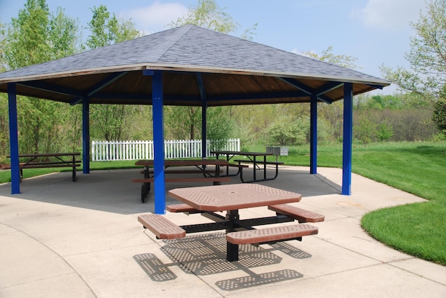 view of home's community featuring a gazebo, a patio area, and a yard