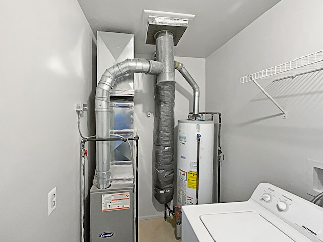 utility room with washer / dryer and gas water heater