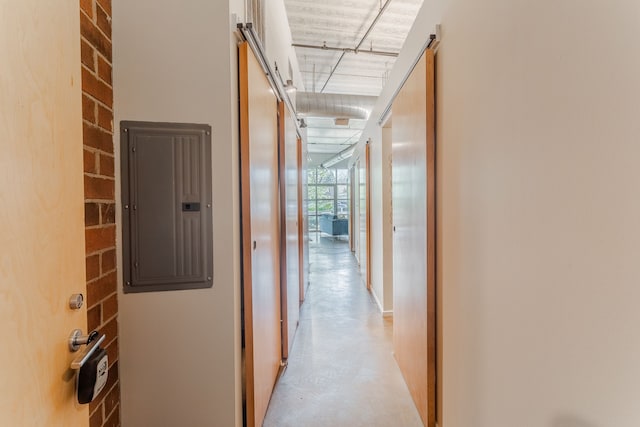 hallway with electric panel