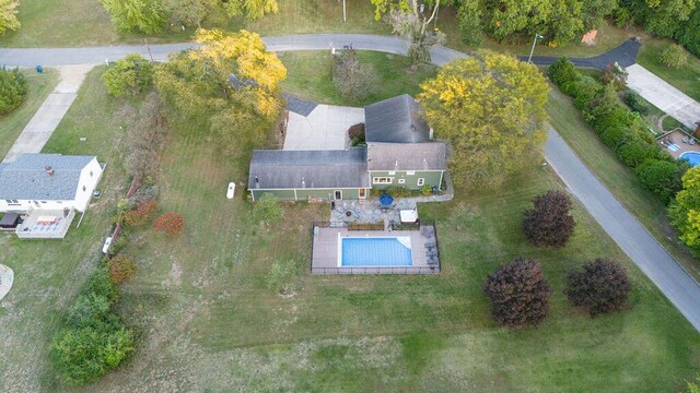 9695 Community Hall Rd, Union Pier, MI 49129 - aerial view of property and surrounding area with a pool area