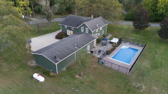 9695 Community Hall Rd, Union Pier, MI 49129 - aerial view of property and surrounding area featuring a pool area