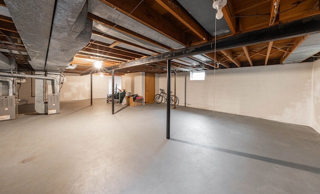 basement with heating unit