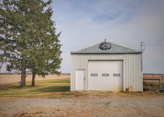 garage with a rural view