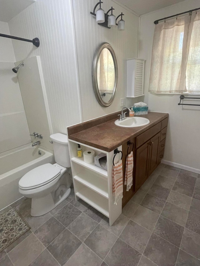 full bathroom featuring shower / tub combination, toilet, tile patterned floors, and sink