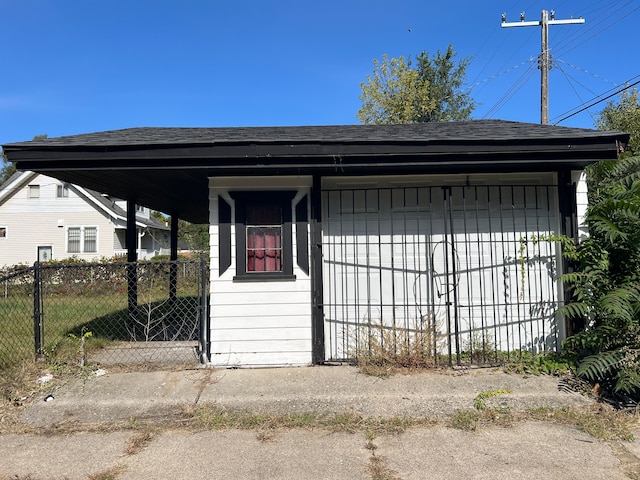 view of garage