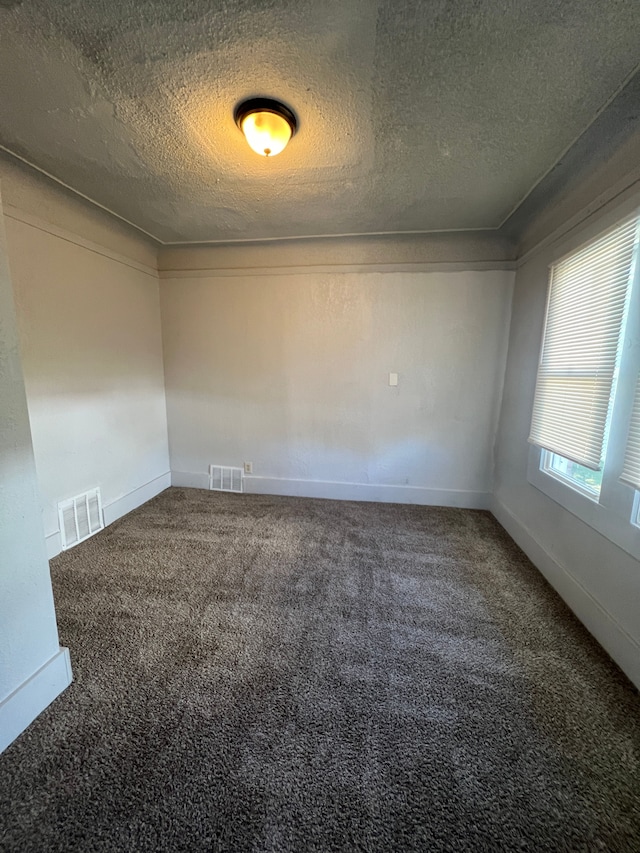 empty room featuring carpet flooring and a textured ceiling