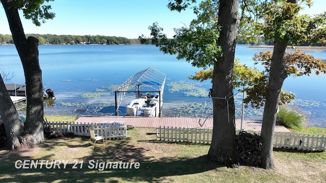 view of water feature featuring fence